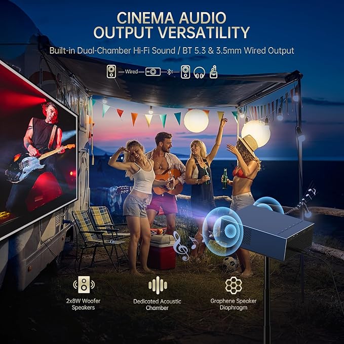 XIDU Portable Projector with WIFI and Bluetooth [Metal/2000ANSI/Native 1080P/Wireless Casting/Electric Focus/Auto Keystone]4K Outdoor Movie proyector for Home,Fire TV stick,iOS,Android,Laptop (Naval)