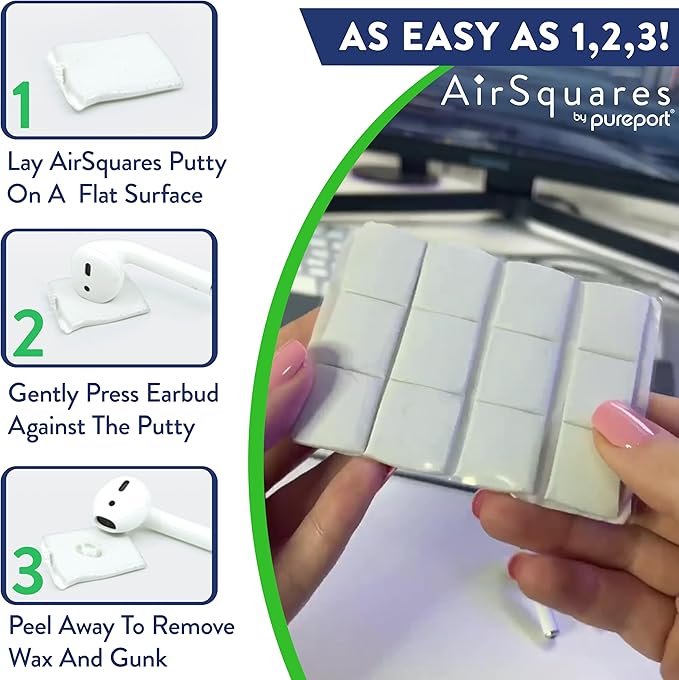 Earbud Cleaning Putty, The Original Cleaner Kit Compatible with Airpods, Earbuds & Tech Devices | Easily Remove Wax, Dirt & Gunk from Your Devices | Featured on NBC's Today Show (12 Pack)