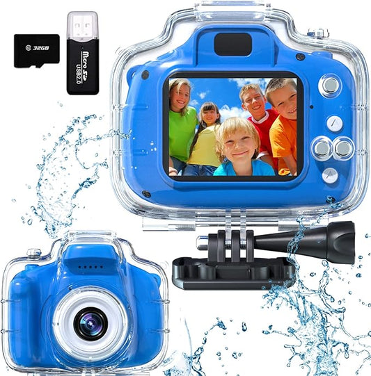 Kids Camera Waterproof Underwater Camera for 3-12 Year Old Boys Girls 2 Inch IPS Screen 1080P HD Digital Kids Video Camera Indoor Outdoor Action Cameras Best Christmas Birthday Gifts Dark Blue