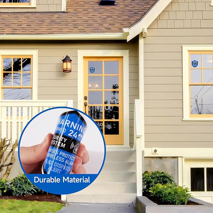 3PCS Security Alarm System Sign for Home, Self-Adhesive Weatherproof Small 24 Hours Warning Sticker, Safety Protection System for House Doors and Windows, Business Indoor & Outdoor Use 2.8x2.4 In