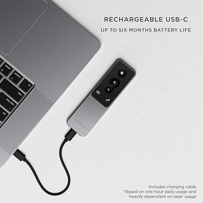 Satechi R1 Bluetooth Presentation Remote, Wireless Presenter for PowerPoint & Keynote, for MacBook Air/Pro M4, iPad Air/Pro M4/M3, iPad mini, Mac mini, iMac