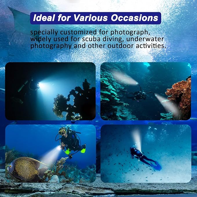 Dive Light for Underwater Photography, 5000Lumens Super Bright Diving Flashlight, 100M Waterproof Underwater Video Light with Type-C Charging, Professional for Underwater Lighting
