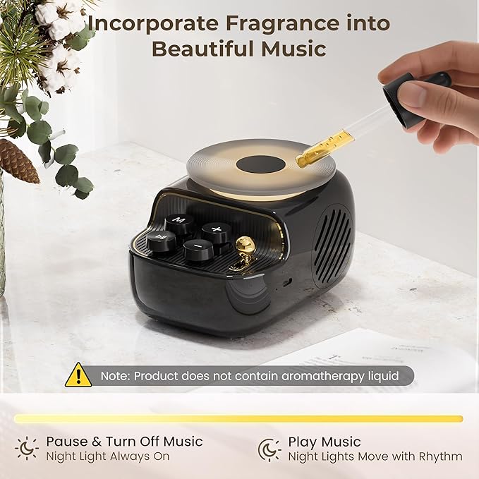 Speakers Bluetooth Wireless, 3 in 1 Protable Cute Speakers with Aromatic Tray, Vintage Record Player Look, Adjustable Ambient Lights for Home Office Decor, Gifts for Mother, Girlfriend, Men