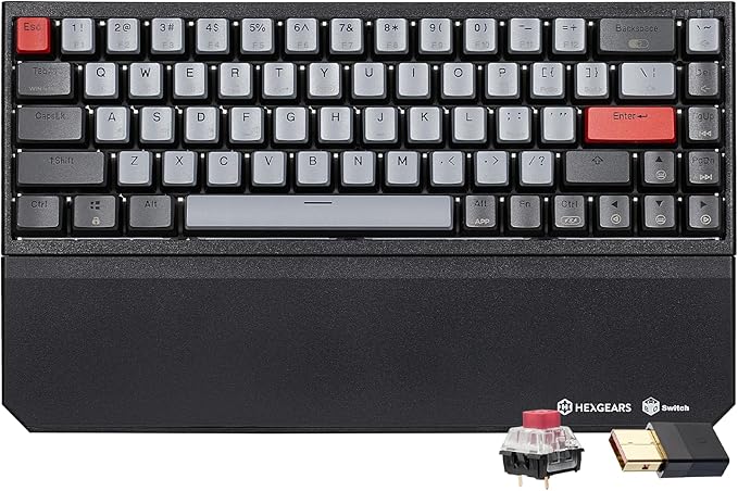 Hexgears X1 Pro Wireless Mechanica Keyboard, Hot-swappable Linear Switch Gaming Keyboard Bluetooth/2.4G/USB-C Mini Compact with Wrist Rest - Blakc/Gray