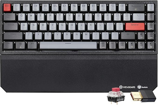 Hexgears X1 Pro Wireless Mechanica Keyboard, Hot-swappable Linear Switch Gaming Keyboard Bluetooth/2.4G/USB-C Mini Compact with Wrist Rest - Blakc/Gray