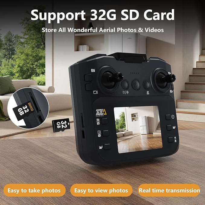 TD12LCD Drone with LCD Screen Remote Control Brushless Motor WiFi Real-time Transmission Drones for Adults Drone with Camera Foldable Quadcopter for Beginners