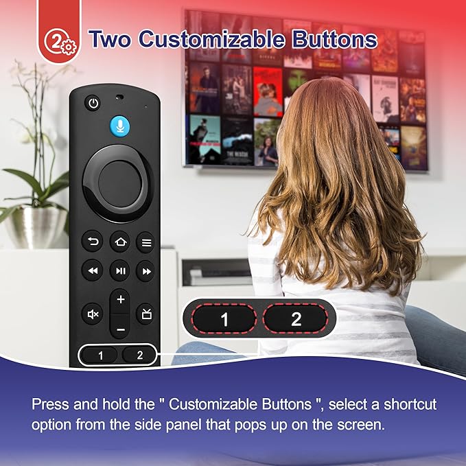 Voice Remote Control Fit for Smart TV Cube/Stick, Compatible with TV Stick 4K/4K Max (1st&2nd Gen), Stick (2nd&3rd Gen)/Lite/HD, and for All Insignia-Toshiba-Pioneer-Omni QLED Series