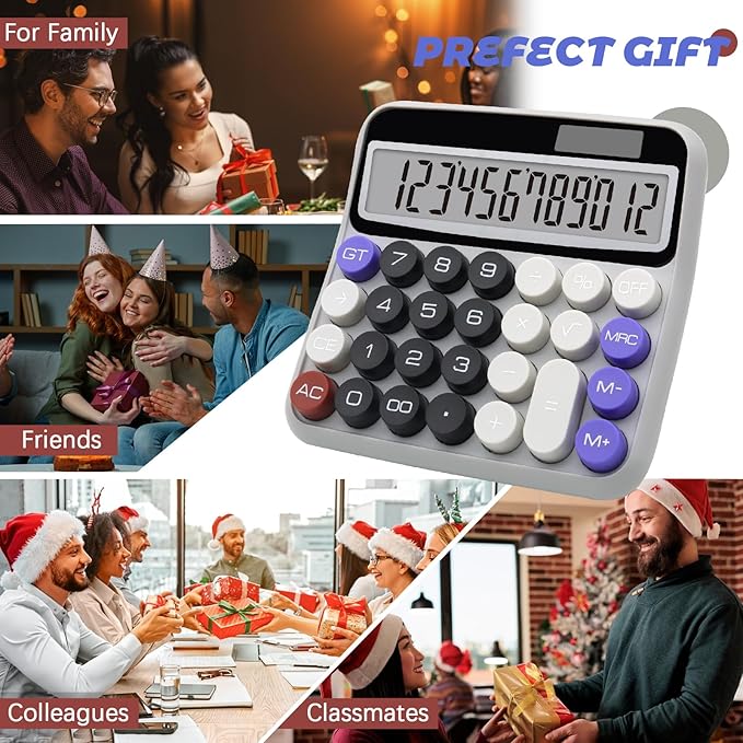 Black Gray Calculator, Big Button Calculator with Large LCD Display, Black Gray Office Desk Accessory for Offices, Schools, Homes and Businesses