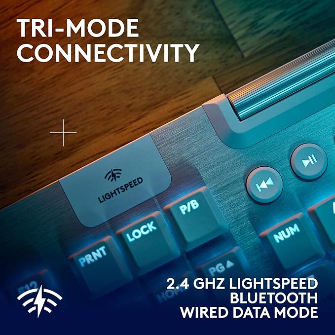 Logitech G915 X Lightspeed Wireless Mechanical Gaming Keyboard, Double-Shot PBT Keycaps, Fully Programmable Keys, RGB Backlit Mac/PC Gaming Keyboards, Aluminum Finish, GL Tactile Switches, White