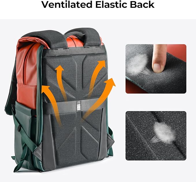 K&F Concept 20L Camera Case for Photographers Large Capacity PU Leather Camera Bags with Raincover, 15.6 Inch Laptop Compartment for Camera Drone Bags