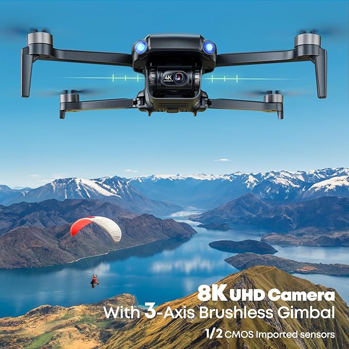Bwine F7MINI 8K AI Drones with Camera for Adults 4K/30FPS Video, 3-Axis Brushless Gimbal 20000ft Transmission, Vertical Shooting, GPS Return Update, Follow, waypoint, Orbit Fly for Beginners 249g