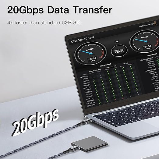 240W for Thunderbolt 4 Cable 15 ft, Support 5K / 4K@60Hz 20Gbps with PD Fast Charging for iPhone 17, Mac mini M4 / M4 Pro, MacBook Pro, Docking, eGPU, SSD, Surface Pro, VR Headset