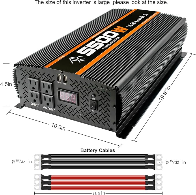 5500W Inverter, 5500W Power Inverter, DC12V to AC 110V/120V, RV Inverter, Truck Power Inverter, Vehicle Power Inverter