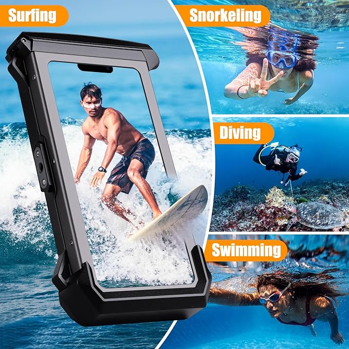 Waterproof Phone Case for Snorkeling & Diving (98ft/30m), Professional Waterproof Diving Case for Underwater Photo&Video, Universal Underwater Touchscreen Case Compatible with iPhone Black