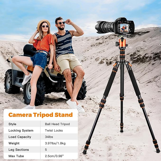 Victiv 80" Camera Tripod, Aluminum Heavy Duty Tripod Stand with 360° Ball Head, Camera Tripods & Monopods with Carry Bag, Suitable for Canon Nikon Binoculars Spotting Scope Telescope