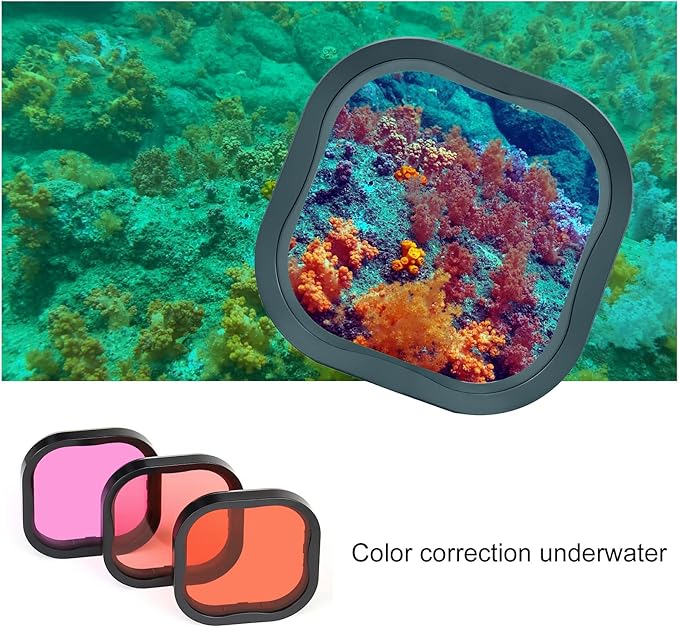 Waterproof Case for GoPro Hero 8 Black with 4-Pack Dive Filter, 60M Underwater Diving Housing Case with Red, Light Red, Magenta, Close-up Filters for GoPro Hero 8 Black Camera