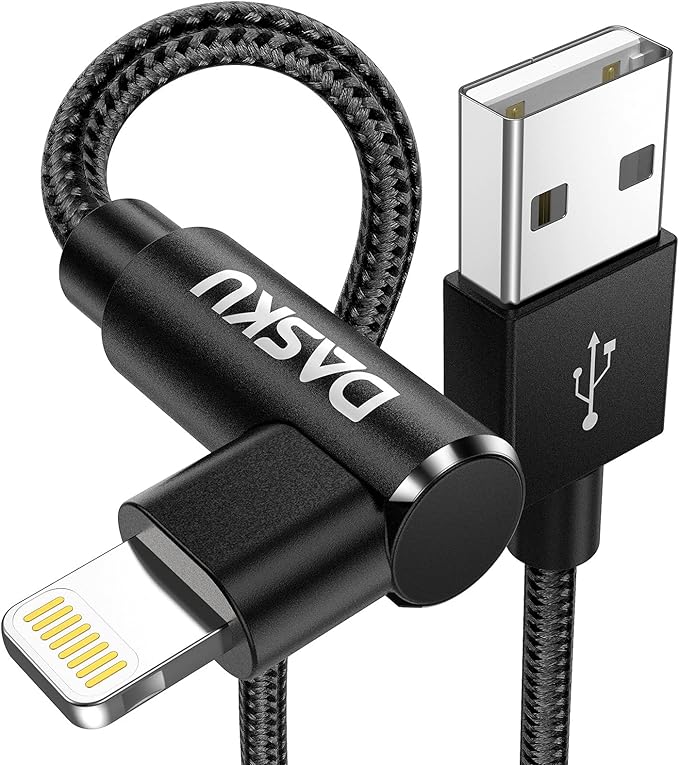 2Pack 90 Degree iPhone Charging Cord 6Ft Right Angle Nylon Braided Mfi Certified Gaming Charger Cable Compatible with iPhone 14 13 12 11 Pro Max XS XR X 8 7 6 5 Plus iPad（Black）