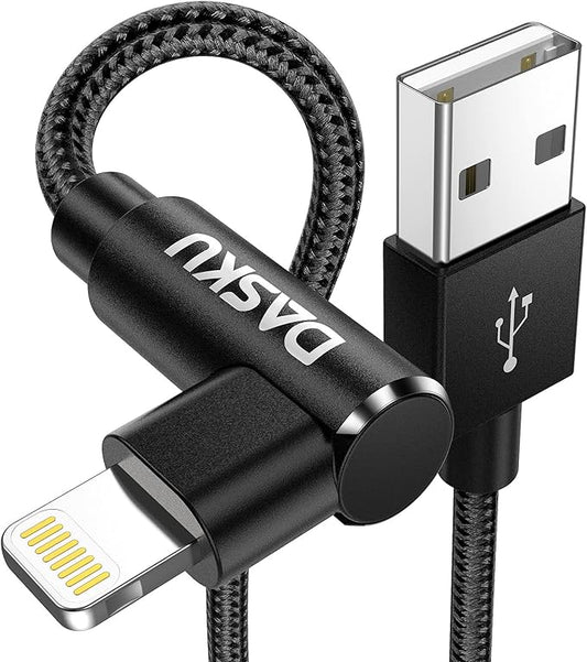 2Pack 90 Degree iPhone Charging Cord 6Ft Right Angle Nylon Braided Mfi Certified Gaming Charger Cable Compatible with iPhone 14 13 12 11 Pro Max XS XR X 8 7 6 5 Plus iPad（Black）