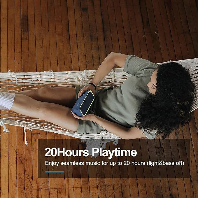 DOSS SoundBox Pro Bluetooth Speaker with 20W Stereo Sound, Active Extra Bass, IPX6 Waterproof, TWS Pairing, Multi-Colors Lights, 20H Playtime, Portable for Beach, Outdoor-Grey