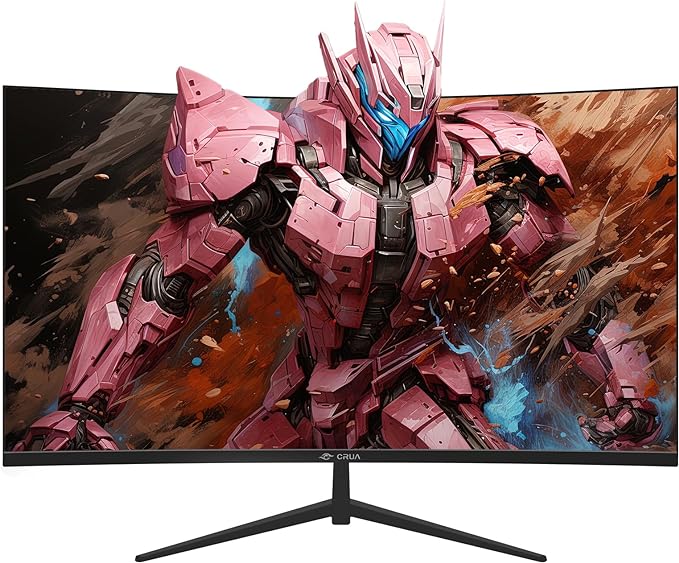 CRUA 32Inch Curved Gaming Monitor, FHD(1920 * 1080P) VA Screen 165Hz/200Hz, 1800R VA Screen, 120% sRGB, Computer Monitor That Support AMD Freesync, HDMI, DP, Wall Mountable Installs-Black