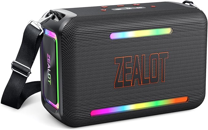 ZEALOT 120W Bluetooth Speaker, Wireless Speakers IPX6 Waterproof Loud Bluetooth Subwoofer Speaker with LED Light, 40H Playtime, Custom EQ, Portable Wireless Stereo Paired Speakers for Outdoor, Party