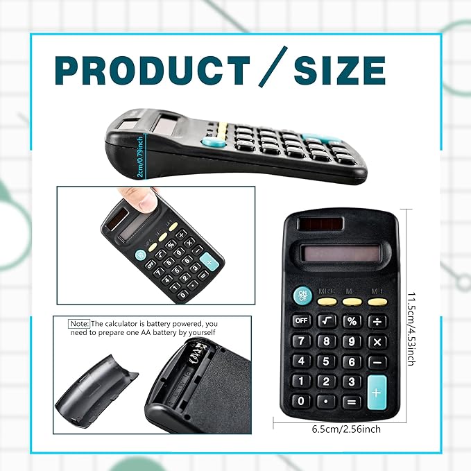 30 Pcs Basic Calculators Bulk Small Pocket Size Calculators Mini 8 Digit Display Calculator for Kids Students School Home Supplies Office Accounting Tool