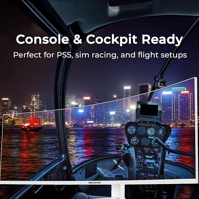 Deco Gear 49" Curved Ultrawide Gaming Monitor | 32:9 | 3840x1080 | 144Hz | 3000:1 | E-LED | 2 HDMI | 2 Display Port - Exclusive White Edition