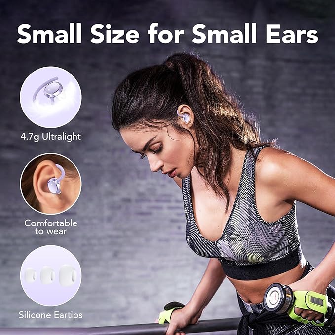 KT1 Wireless Earbuds V5.3 Bluetooth Earbuds 120Hrs Playtime, 4.7g Mini Size Painless Wear, IPX7 Waterproof, Deep Bass 2.0, Over-Ear Ear Buds Wireless Bluetooth Headphones for Sport Running(Purple)