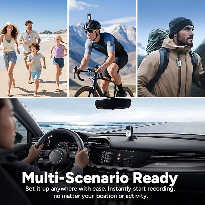 SJCAM C110Plus Magnetic Combo,4K POV Action Camera with Stabilization of 6-Axis,170° FOV,Mini Body Cam, Waterproof,Wearable,Portable POV,Built-in Spkr & Mic for Vlogging, with Helmet Mount Kits,White