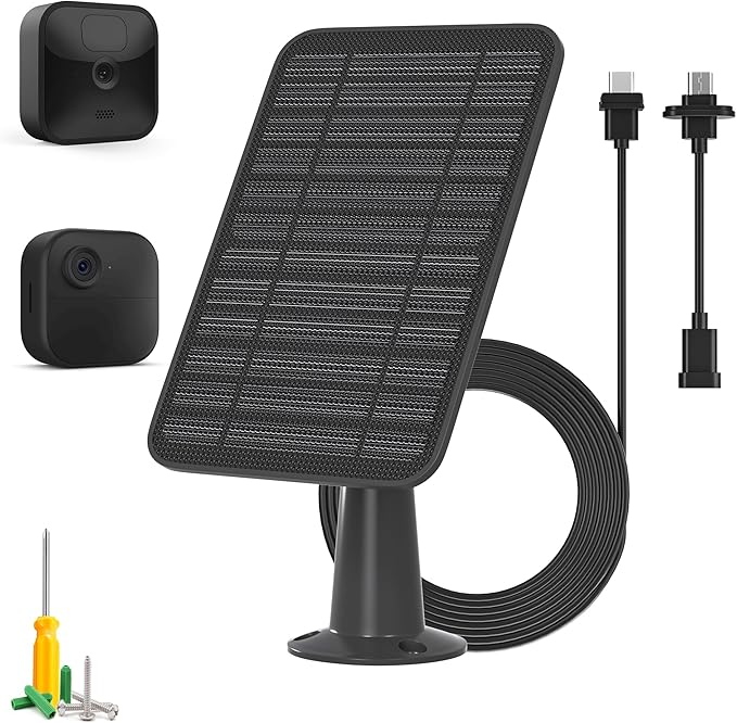 5W Solar Panel Compatible with Blink Outdoor 4(4th Gen)/Blink Outdoor(3rd Gen) XT3 & Blink XT2/XT Camera, Blink Solar Panel Charger with 13.1ft Cable Rubber Plug, IP65 Waterproof, Secure Mount, 1 Pack