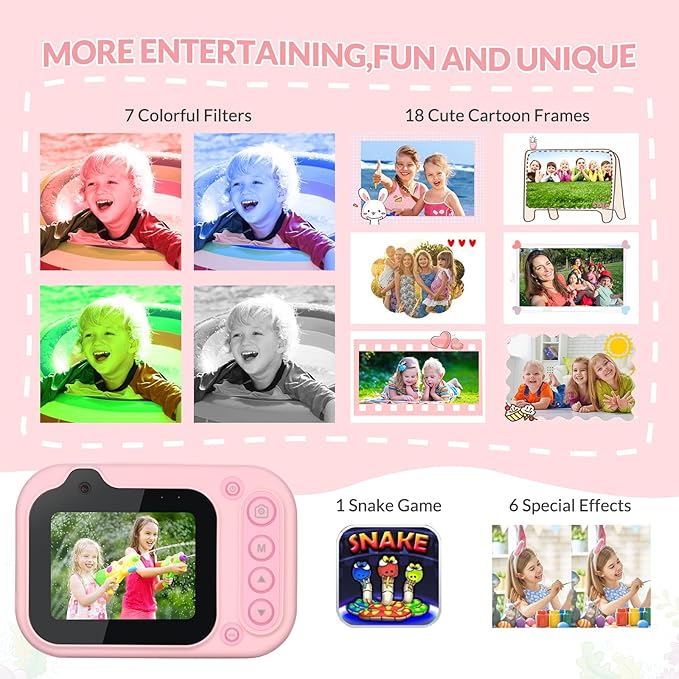 Mafiti Kids Waterproof Camera Underwater Camera 10FT with 32GB Card Floatable Pool Toys for Kids Age 4-12 26MP Photos 1080P HD Videos Children Selfie Digital Camera Pink