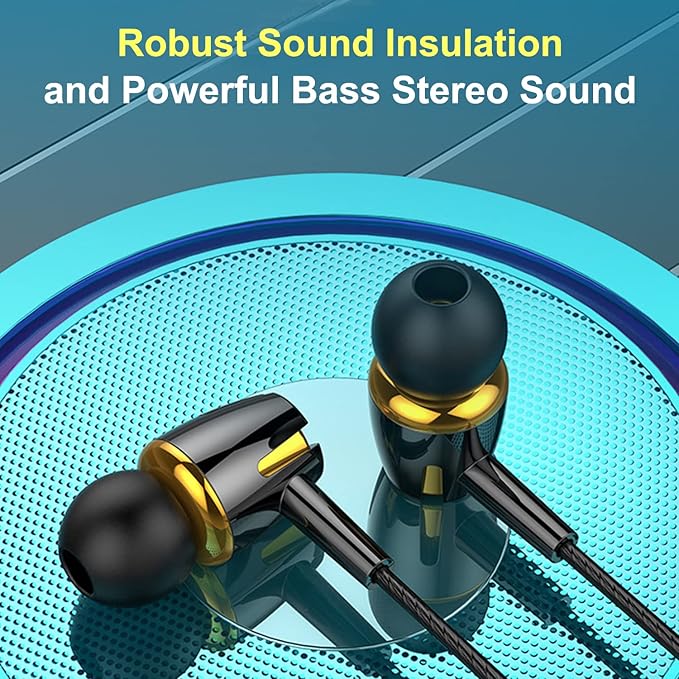 6Pack Earbuds Headphones Wired with Microphone，in-Ear Earbuds,Noise Isolating,Powerful Heavy Bass, Earphones Compatible with iPhone, iPod, iPad, MP3, Laptops, and Most 3.5mm Jack