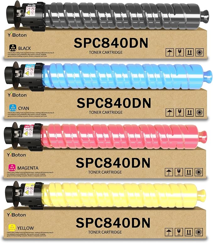 SPC840dn High Capacity Toner Cartridge Replacement 821255 821256 821257 821258 Toner Compatible for Ricoh Aficio SP C840 SP C842 SP C840DN SP C842DN Printer Toner(4-Pack)