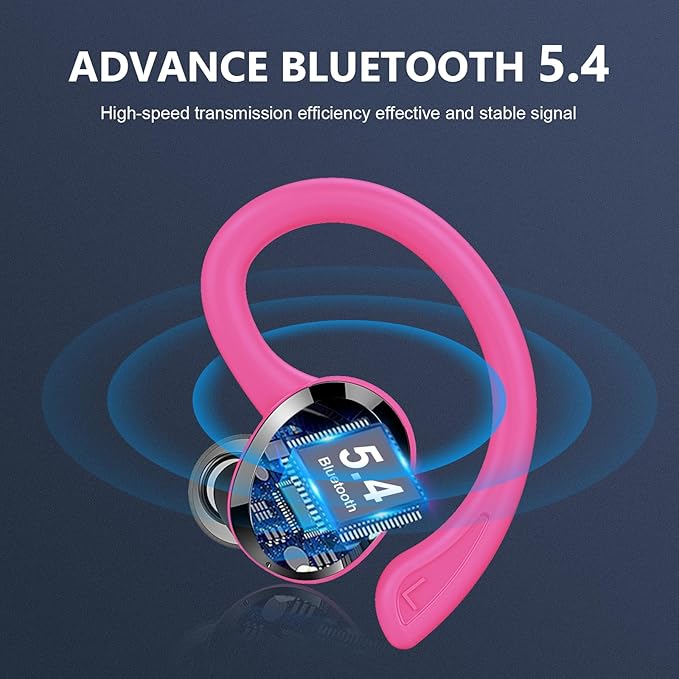 Wireless Earbuds Bluetooth 5.4 Headphones Sport, 2025 Bluetooth Earbuds with Earhooks, 48H Stereo Over Ear Buds, Earphone with 4 ENC Noise Canceling Mic, IP7 Waterproof Headset for Running/Gym/Workout