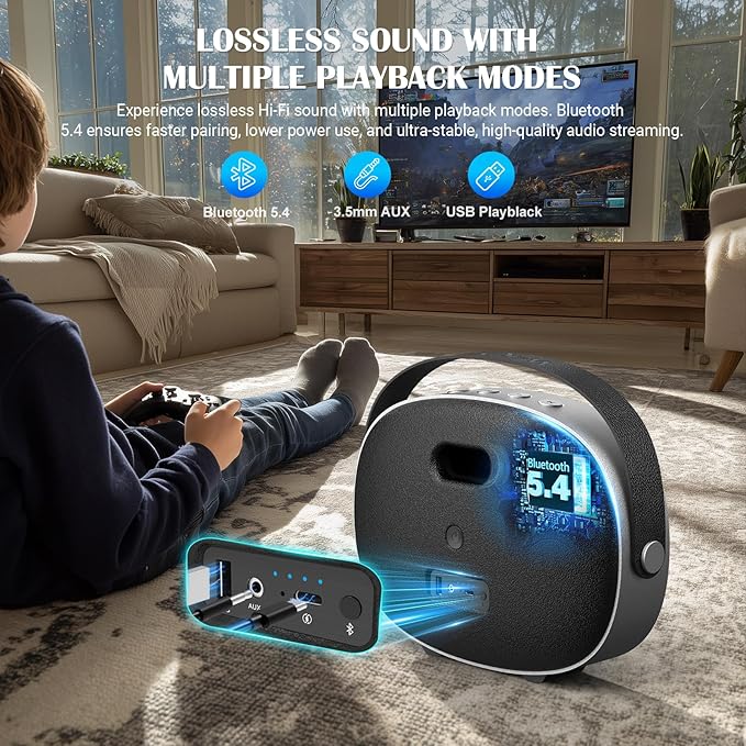 Bluetooth Speaker Loud, W-KING T8II Portable Bluetooth Speakers Wireless, 96W Peak Powerful Outdoor Boombox Subwoofer, Deep Bass/Clear Sound, BT5.4/Fast Charging/PowerBank/USB/AUX, Party Large Speaker