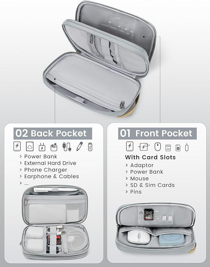 Travelkin Travel Cord Organizer, Electronic Organizer Travel Case, Cable Organizer Bag For Cords,Chargers Phone, Sd Card,Usbs