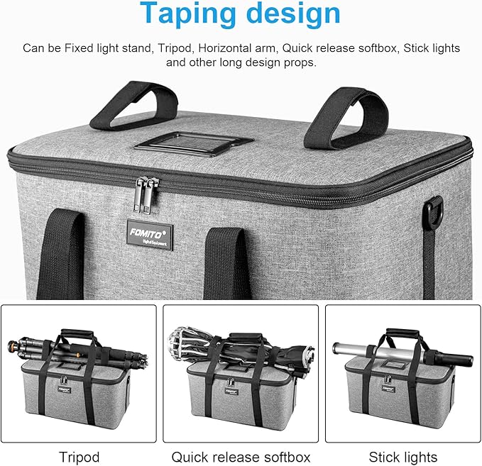 FOMITO AB-27 Foldable Camera Bag 16.73in x 11in x 8.66in Shockproof Case for DSLR, Gimbal, Drone Heavy-Duty Handle DIY liner