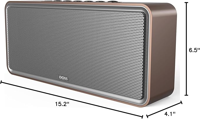 DOSS SoundBox XL Bluetooth Speaker with Subwoofer, 32W Loud Sound with Booming Bass, Dual DSP Technologies, 10H Playtime, USB-C, TWS, 2.1 Audio Channel for Home, Indoor and Office - Gold