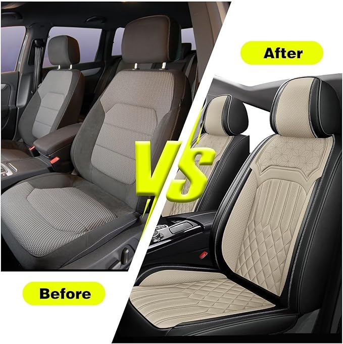 TTX Car Seat Covers 2 Front Seats Fit for Kia Sportage 2009-2026 Breathable Leather Seat Protector with Airbag Compatible Automotive Seat Cushions Cover with Beautiful Patterns (Beige)