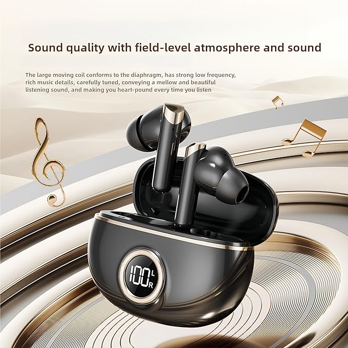 Wireless Earbuds, Bluetooth 5.4 Headphones Bass Stereo, Ear Buds with Noise Cancelling Mic LED Display, IP7 Waterproof in Ear Earphones, 42H Playtime for Laptop Pad Phones Sports Workout