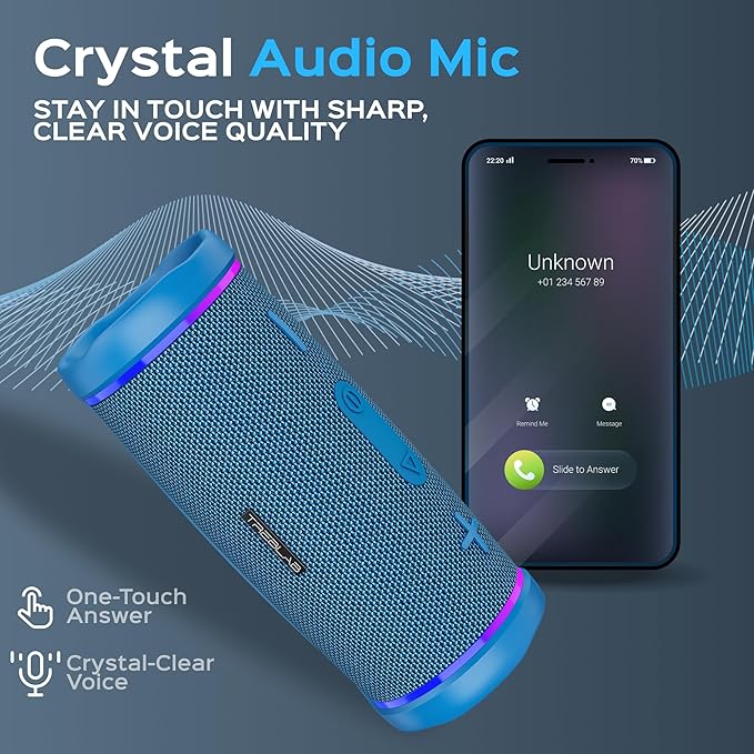 TREBLAB HD77 - Portable Bluetooth Speaker - Powerful 360° Sound, 30W Audio with Impactful Bass, 20H Battery, IPX6 Waterproof, Shockproof, TWS Stereo, Speaker Bluetooth Wireless for Outdoor, Beach Pool
