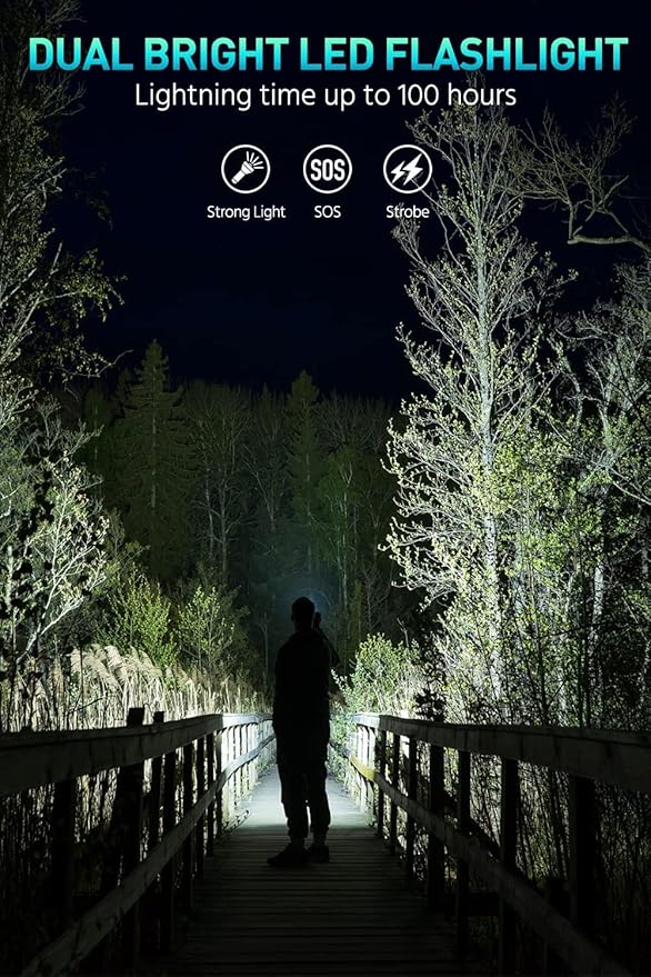 Power Bank,Solar Charger,36800mAh 5V3.1A QC 3.0 Dual 2 USB Port Built-in Powerful Flashlight IPX7(Black)