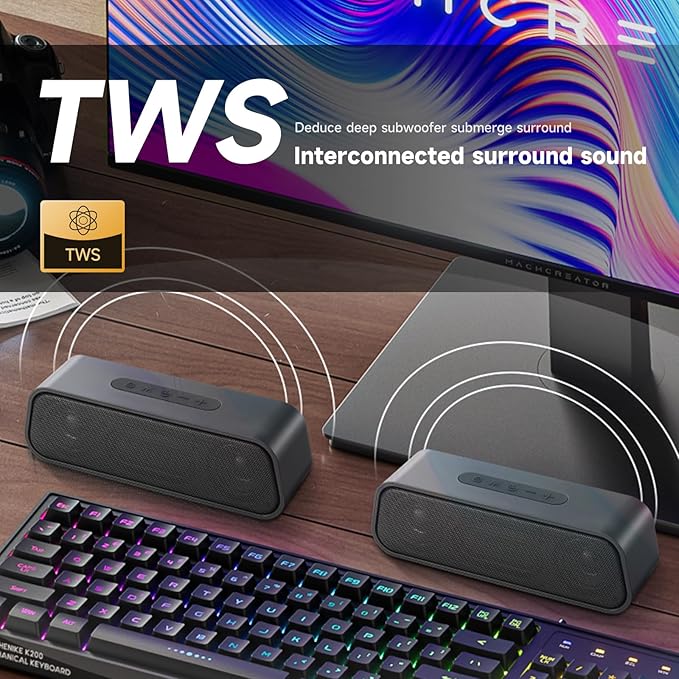 Portable 5.4 Bluetooth Speaker, 9D Surround Sound,Hi Fi Sound Effect, IPX5 Hard core Waterproof,Multi-Mode Switching,high-Definition Hands-Free Calling