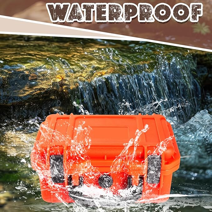 14.3 x 11.4 x 4.5 Inch Waterproof Hard Case with DIY Customizable Foam Insert Portable Protective Case with Knife for Camera Drones Equipments Tools Test Instruments (Reddish Orange)