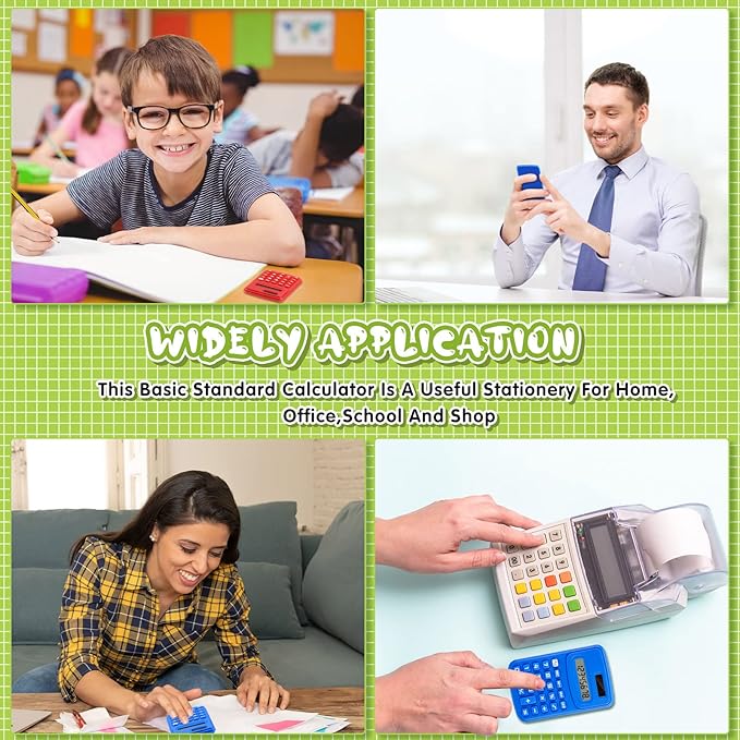 LEIFIDE 24 Pack Pocket Calculator Small Bulk Basic 4 Function Calculator 8 Digit Display Battery Powered for Desktop Home Office School Student Kids(Classic Colors)