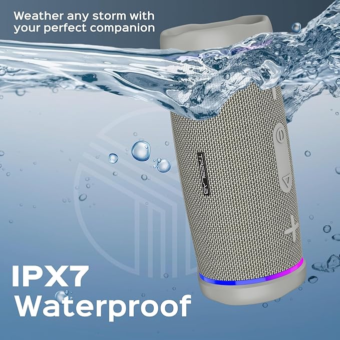 TREBLAB HD77 Bluetooth Speaker - Powerful 360° Sound with Impactful Bass, 30W Portable Wireless Audio, 20H Battery, IPX7 Waterproof, TWS Stereo, Shockproof Design for Outdoor, Beach, Pool, Jobsite