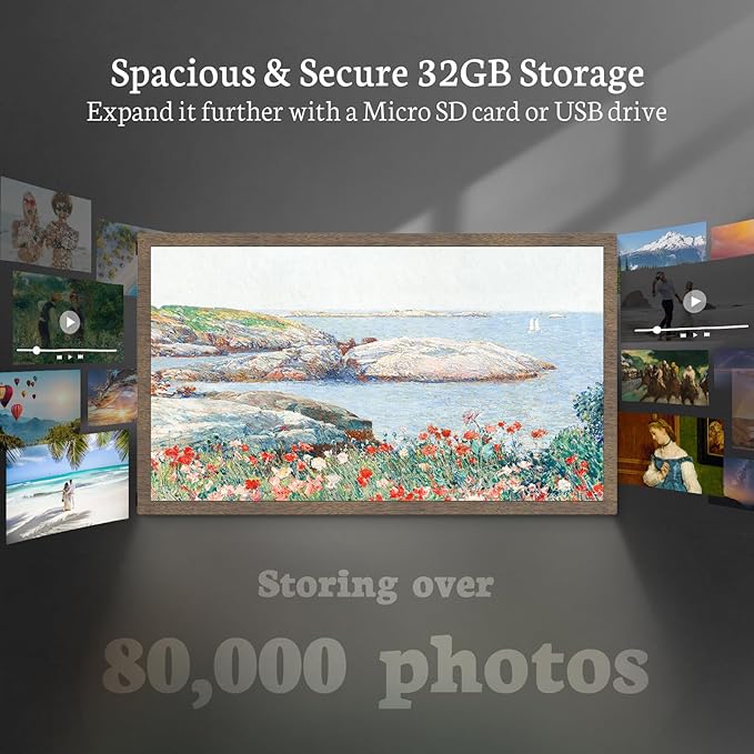 BSIMB Large Digital Picture Frame 21.5 Inch, Touchscreen 1920x1080 FHD WiFi Digital Photo Frame Electronic 32GB Remote Control, Share Pictures/Videos via App/USB/SD Easy Setup Gifts for Mom, Dark Wood