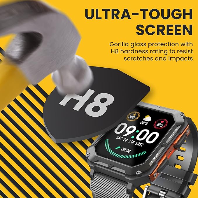 Rugged Smart Watch for Men, Original Smartwatch, Waterproof Digital Watch for The Toughest Jobs, with Fitness Trackers, Heart Rate Monitor, IP68, Pedometer, Workout Modes and More