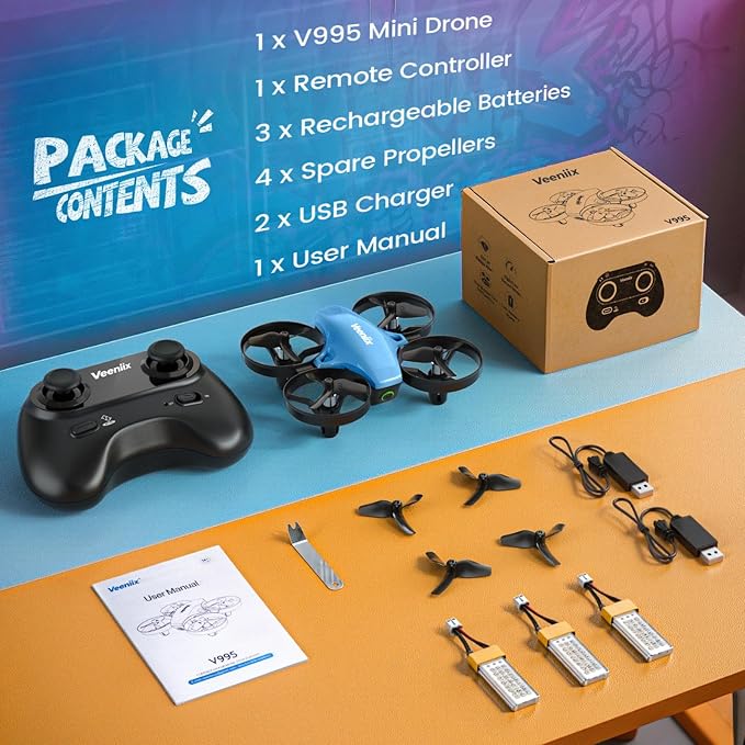 V995 Mini Drones for Kids 8-14+ and Beginners,Indoor RC Quadcopter,Small Helicopter Plane with 3D Flips,360° Rotation,Circle Fly,Auto Hover,Headless Mode and 3 Batteries,Gift for Boys and Girls