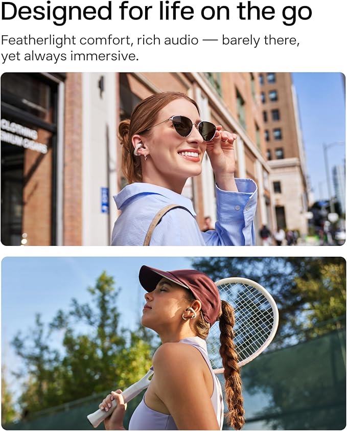 SHOKZ OpenDots ONE - Open-Ear Headphones - Wireless Bluetooth Earbuds with Microphone - Secure, Lightweight, Clip-On Fit - Premium Dolby Audio - Water Resistant - Fast Charging - Up to 40 hrs Playtime